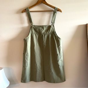 Altar’d State olive green overall dress with pockets size small